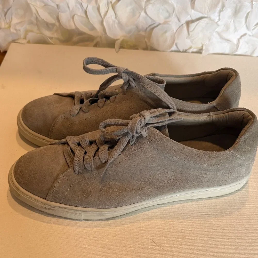 Peter Millar Men's Taupe Suede Lace-Up Sneakers